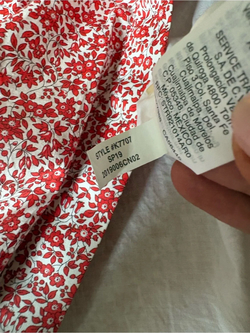 J.Crew Liberty floral print, red and white  button down dress